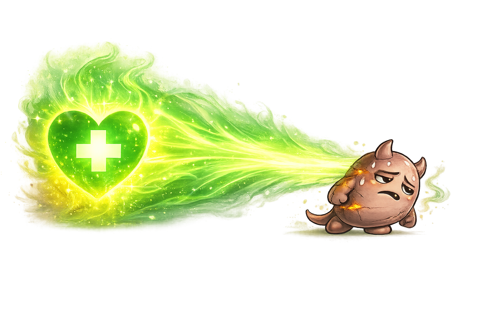 Cravo the craving villain pushed back by a glowing green healing force — the body fighting back after quitting smoking