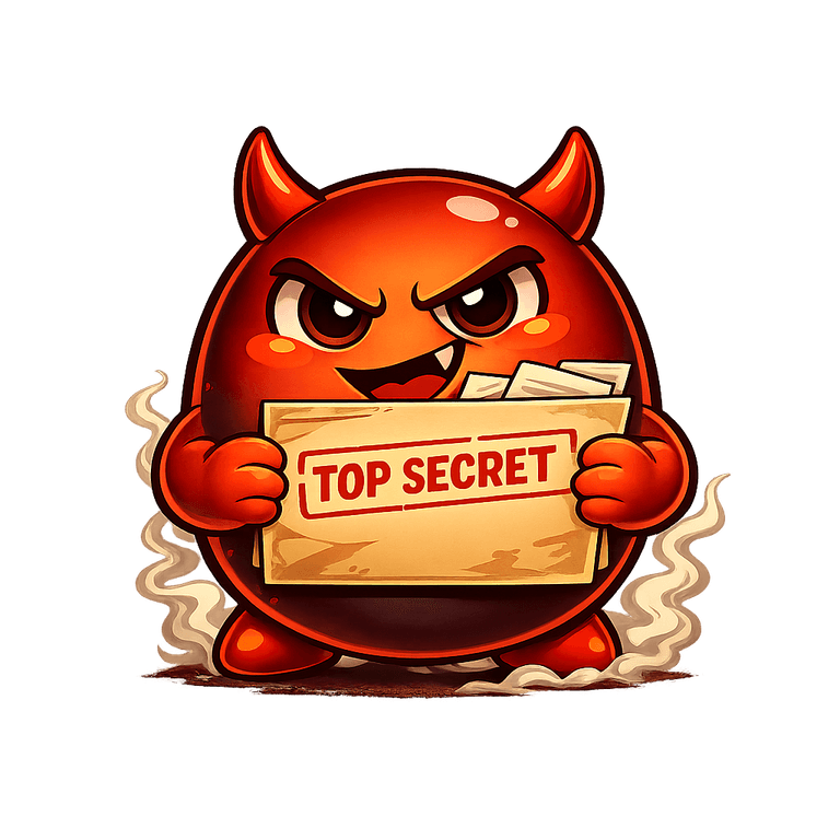 Cravo holding a top secret folder, looking smug