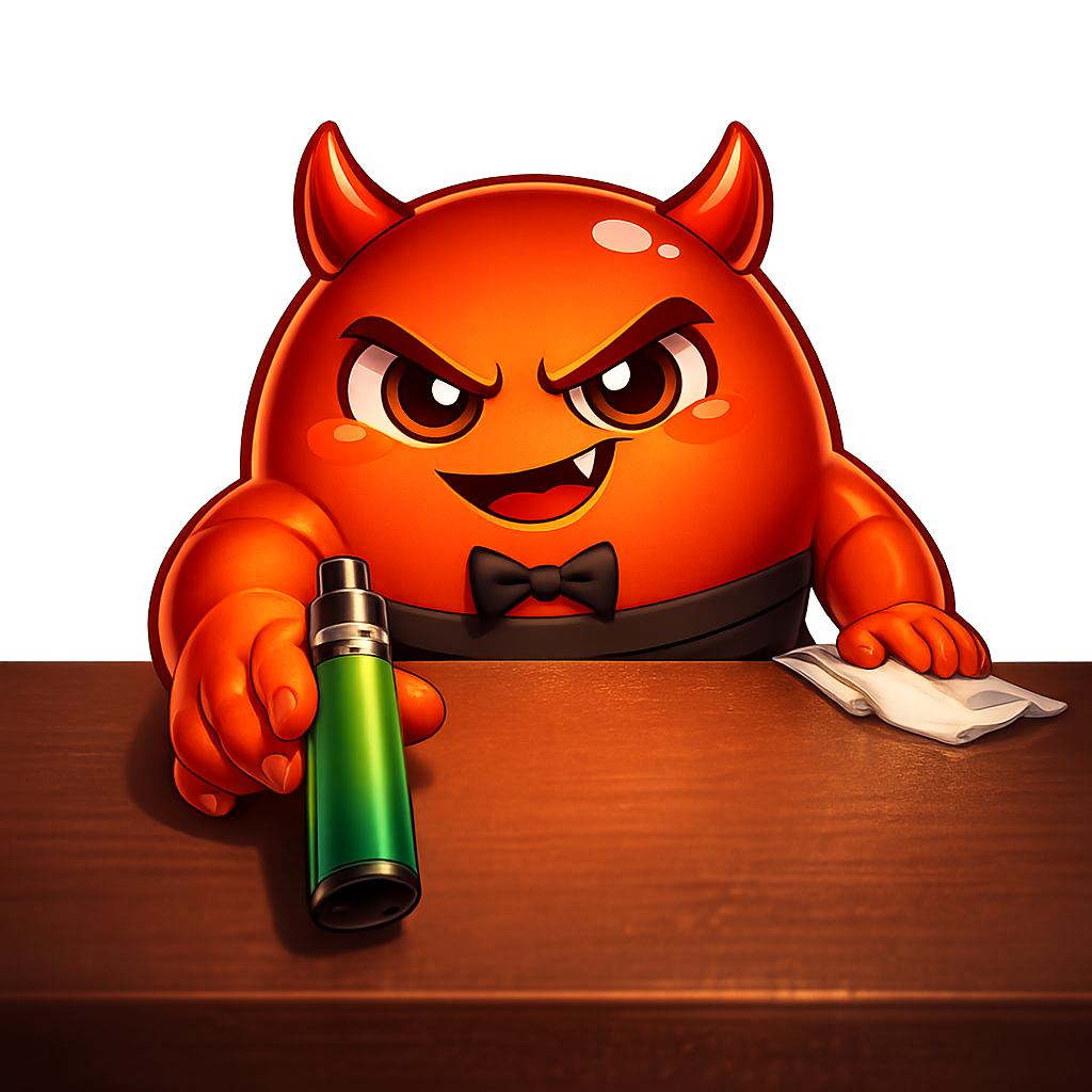 Cravo disguised as a friendly bartender sliding a vape across the counter