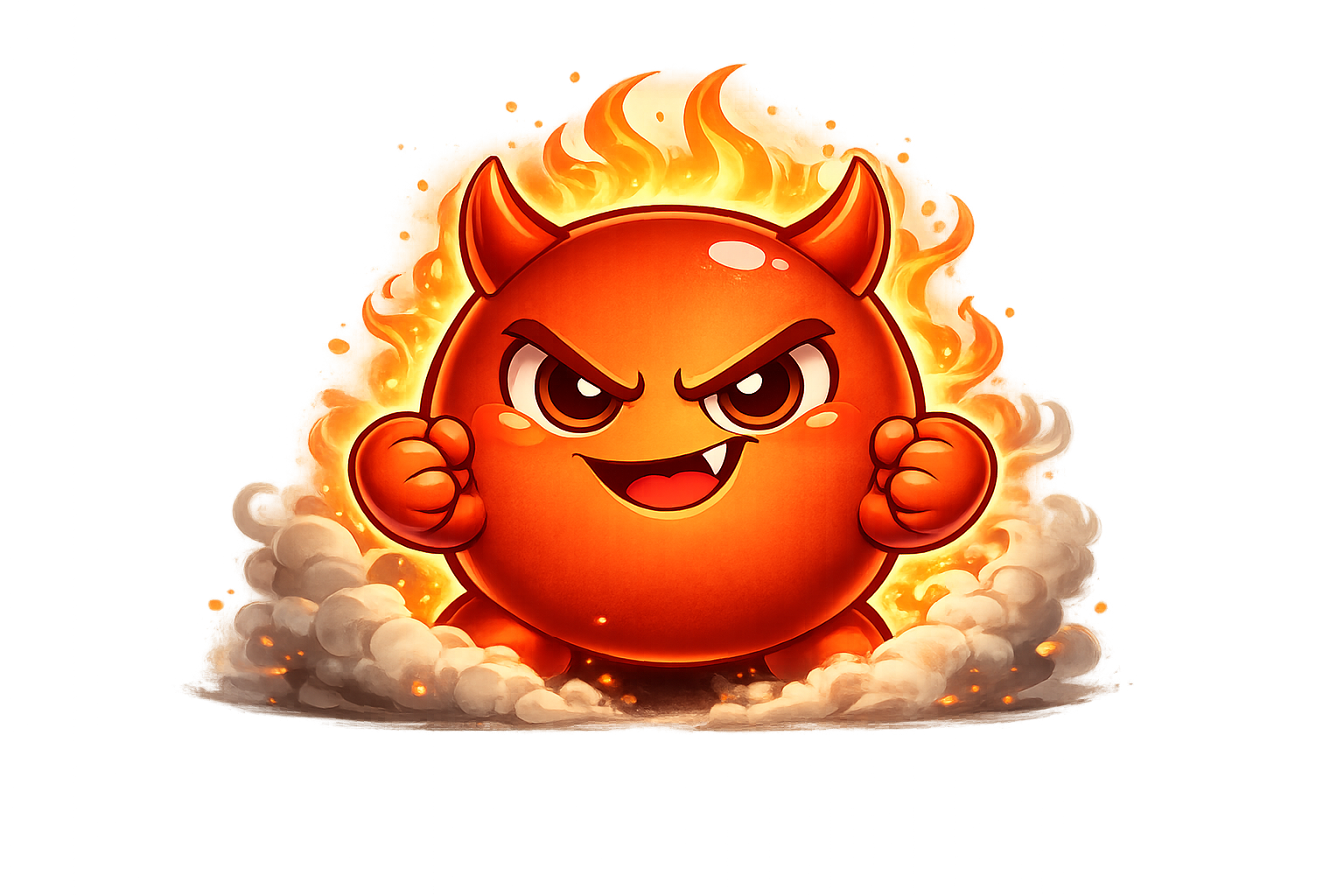 Cravo with clenched fists emerging from a smoke cloud, ready to attack